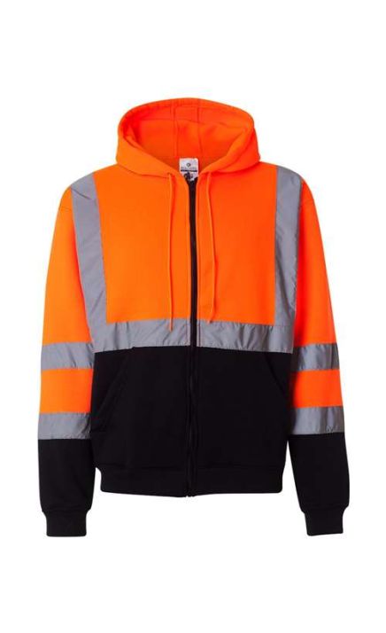 Kishigo JS102-103 Hi-Vis Full-Zip Hooded Sweatshirt - 4XL - Orange