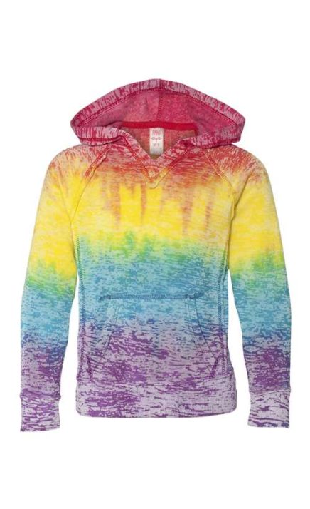 Mv Sport W1162Y Girls Courtney Burnout V-Notch Hooded Sweatshirt