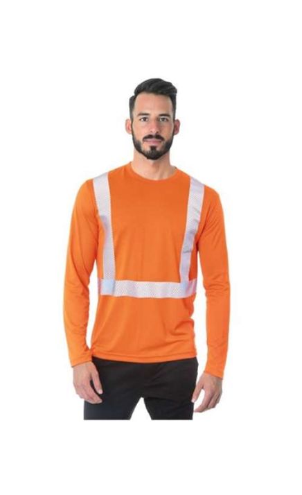Bayside 3740 USA-Made Hi-Visibility Long Sleeve Performance T-Shirt - Segmented Tape