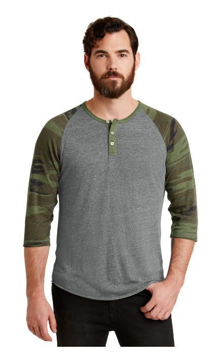 Alternative Apparel AA1989 DISCONTINUED Eco-Jersey 3/4-Sleeve Raglan Henley