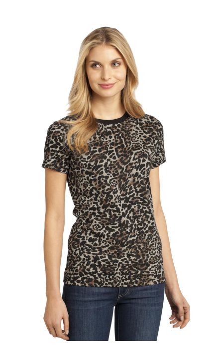 District DM104CL CLOSEOUT Ladies Perfect Weight Camo Crew Tee