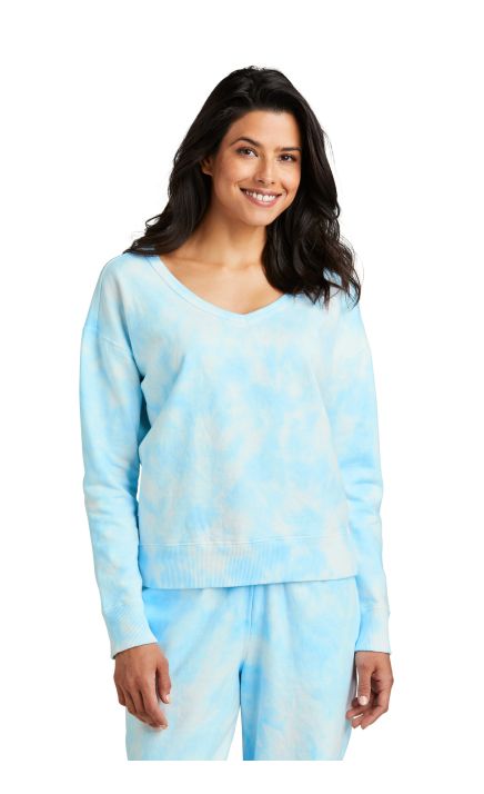 Port & Company LPC140V Ladies Beach Wash Cloud Tie-Dye V-Neck Sweatshirt