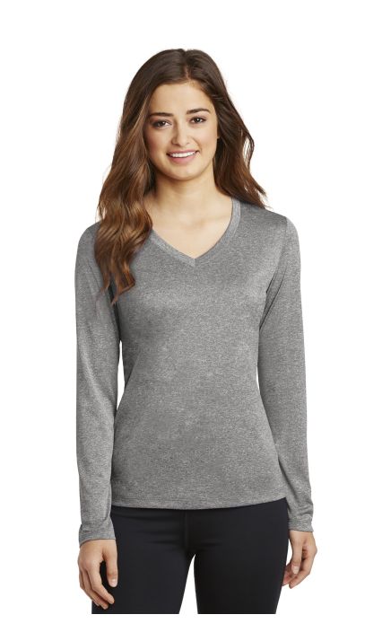 DISCONTINUED  Sport-Tek &  Ladies Long Sleeve Heather Contender ™  V-Neck Tee. LST360LS