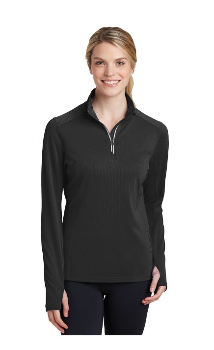 Sport-Tek &  Ladies Sport-Wick &  Textured 1/4-Zip Pullover.  LST860
