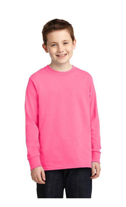 Port & Company &  Youth Long Sleeve Core Cotton Tee. PC54YLS