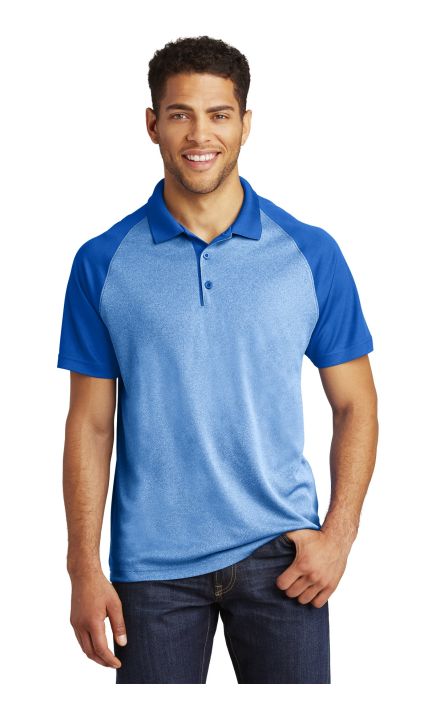 Sport-Tek  &  PosiCharge  &  RacerMesh  &  Raglan Heather Block Polo. ST641