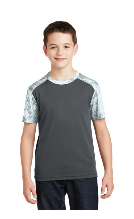 Sport-Tek &  Youth CamoHex Colorblock Tee. YST371