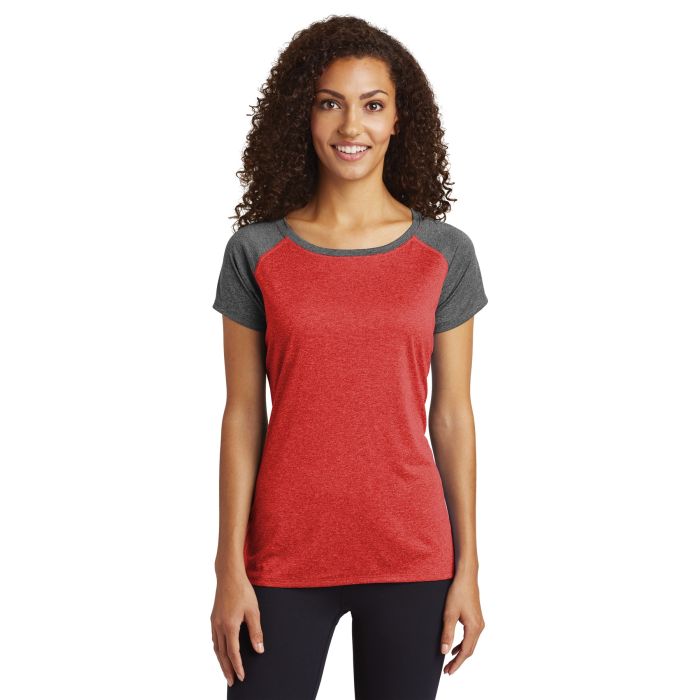 Sport-Tek  &  Ladies Heather-On-Heather Contender  &#153;  Scoop Neck Tee. LST362