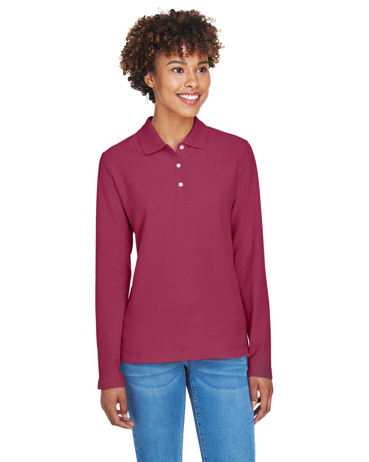 Devon & Jones D110W Women's Pima Piqu Long-Sleeve Polo