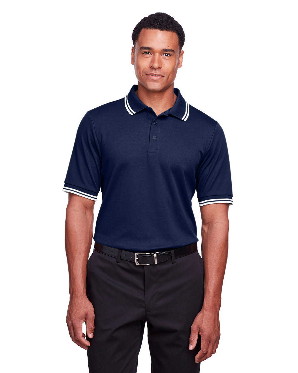 Devon & Jones DG20C CrownLux Performance Men's Plaited Tipped Polo