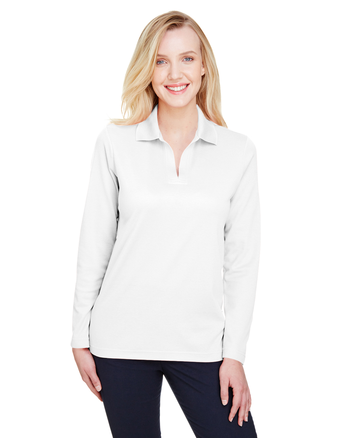 Devon & Jones DG20LW CrownLux Performance Women's Plaited Long Sleeve Polo