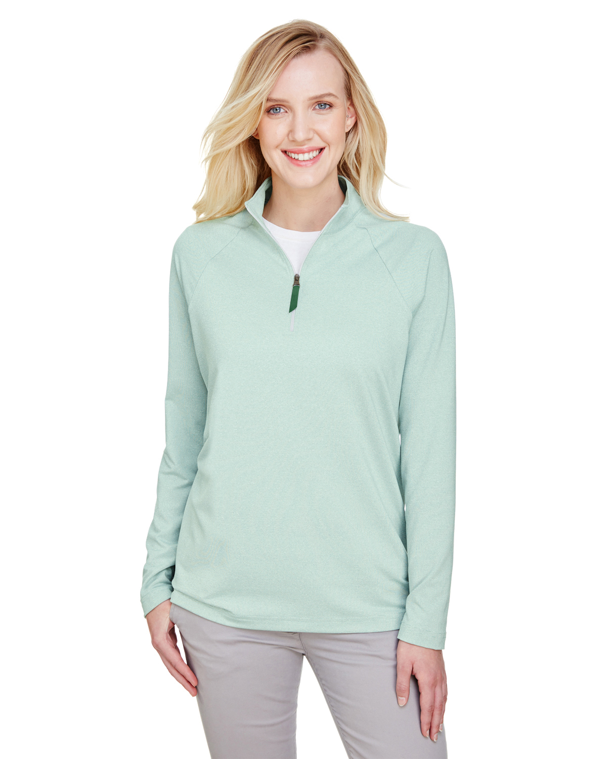 Devon & Jones DG480W CrownLux Performance Women's Clubhouse Micro-Stripe Quarter-Zip