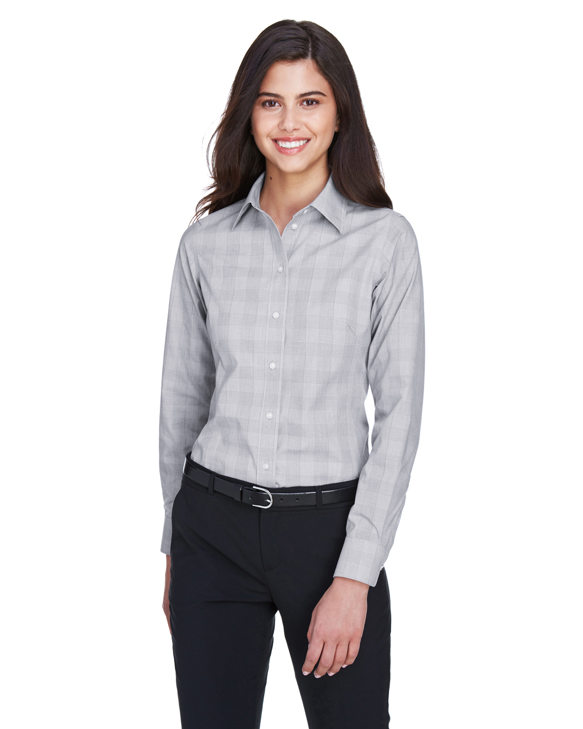 Devon & Jones DG520W Women's Crown Collection Glen Plaid Woven Shirt
