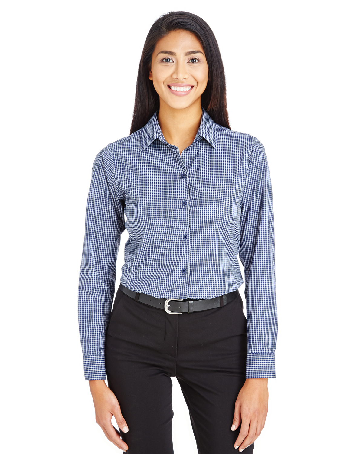 Devon & Jones DG535W CrownLux Performance Women's Tonal Mini Check Woven Shirt