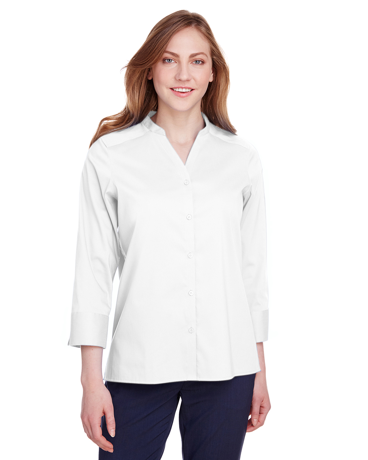 Devon & Jones DG560W Women's Crown Collection Stretch Broadcloth 3/4 Sleeve Blouse