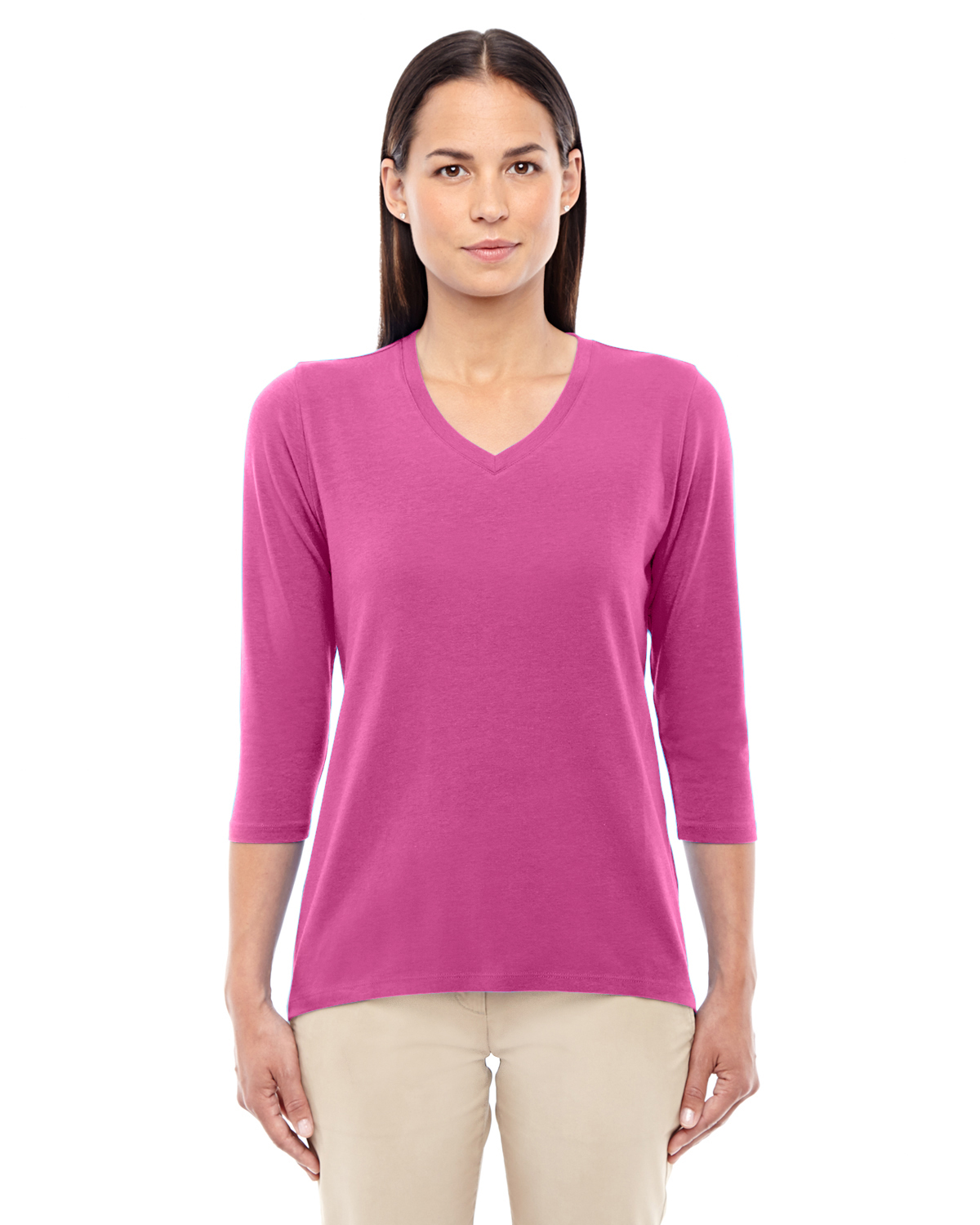 Devon & Jones DP184W Women's Perfect Fit Bracelet-Length V-Neck Top