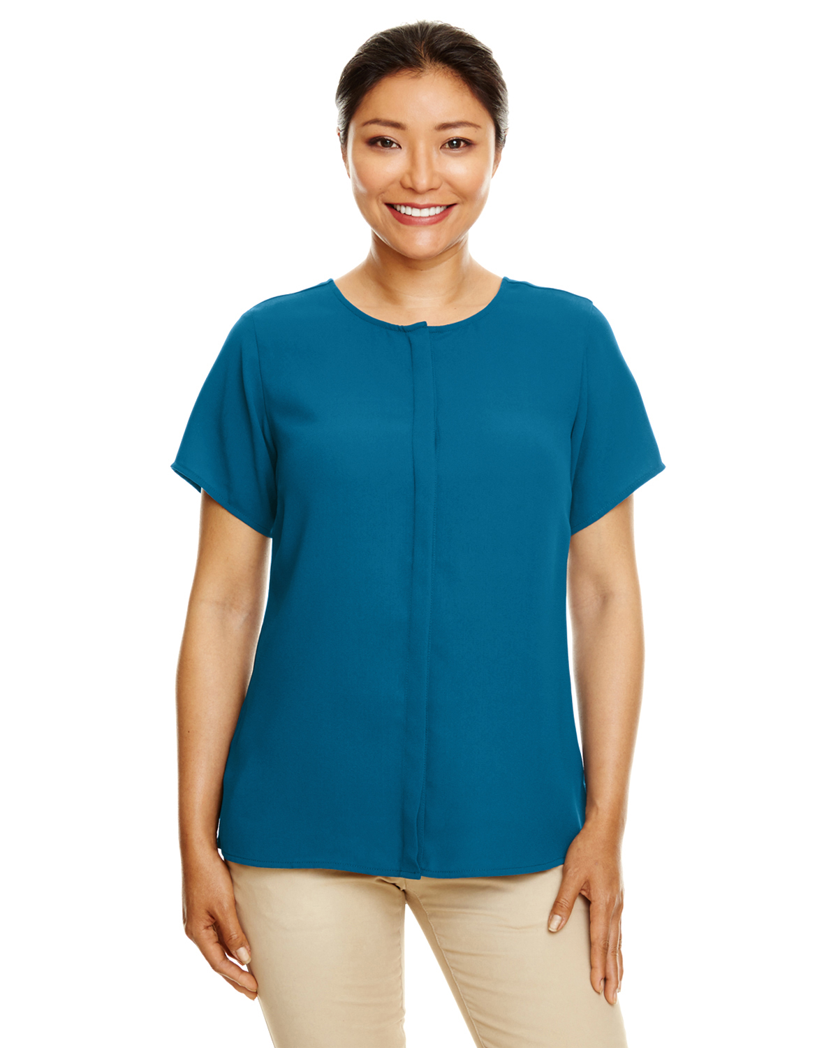 Devon & Jones DP612W Women's Perfect Fit Short-Sleeve Crepe Blouse