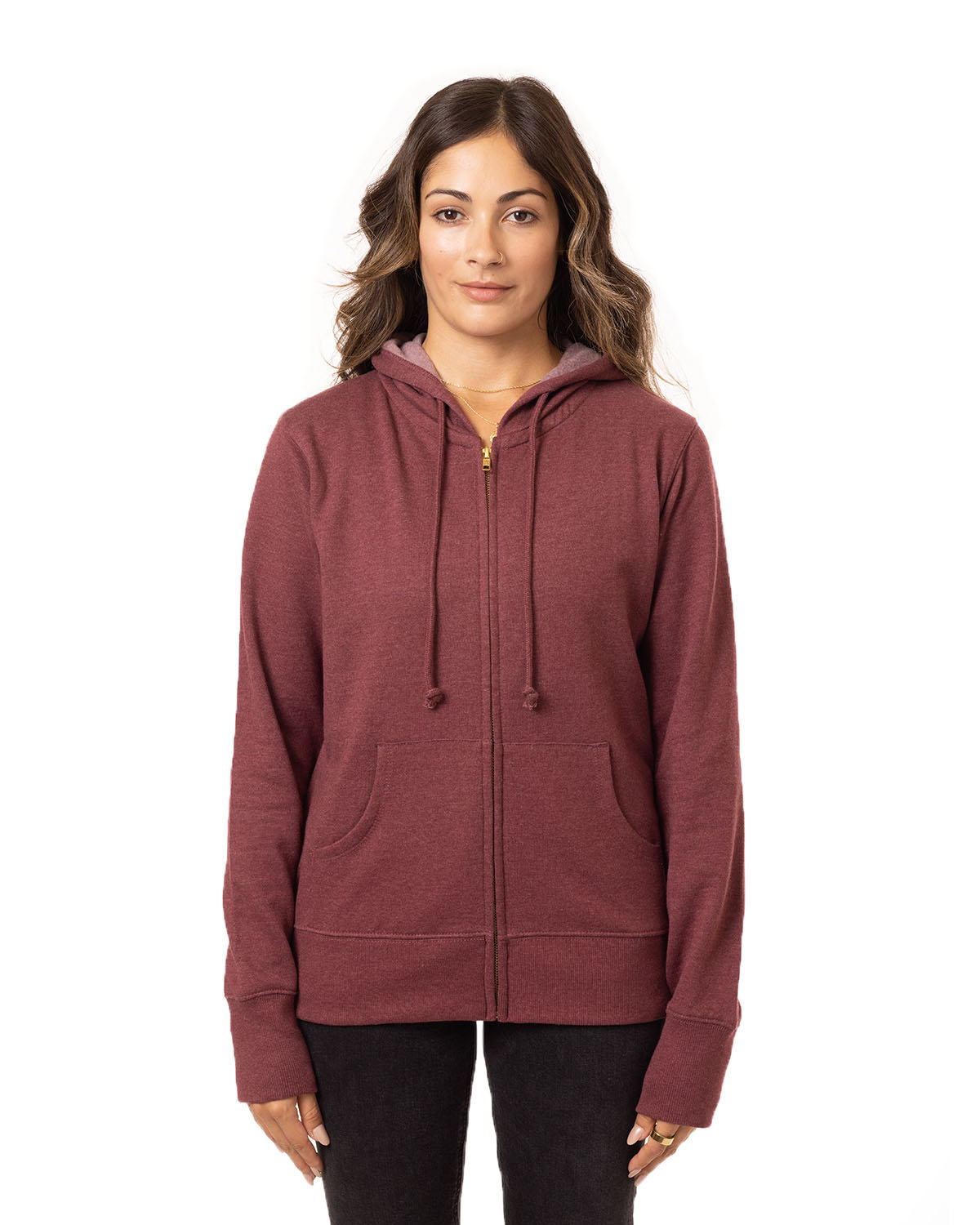 econscious EC4580 Women's Heathered Full-Zip Hooded Sweatshirt