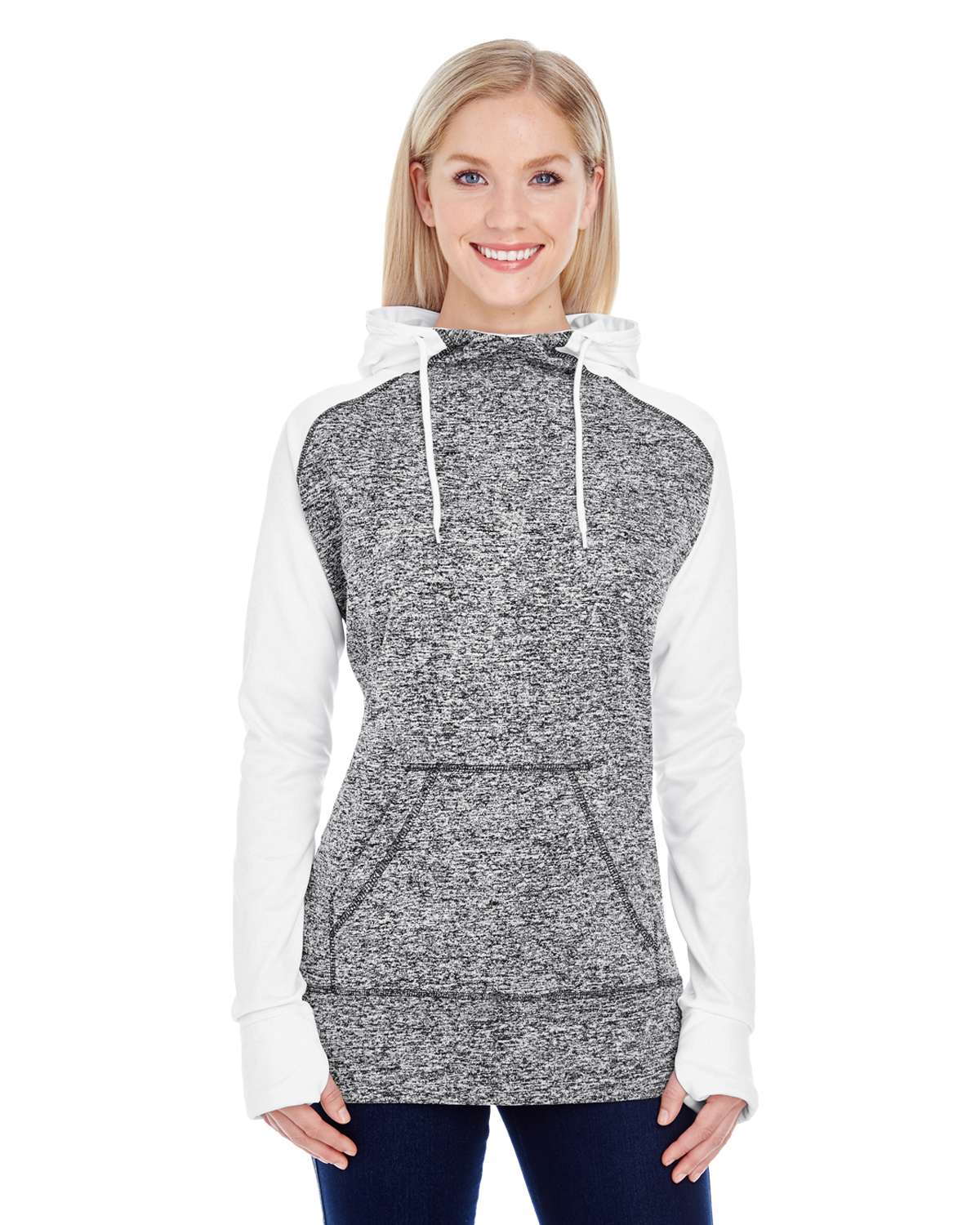 J America JA8618 Women's Colorblock Cosmic Hooded Sweatshirt