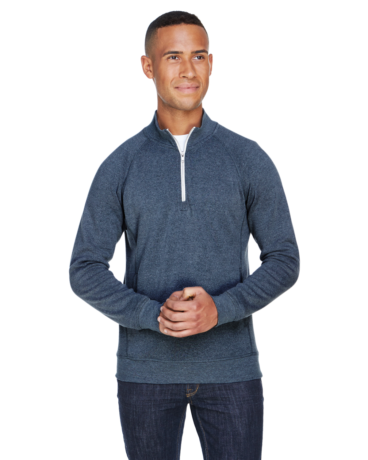 J America JA8869 Adult Triblend Fleece Quarter-Zip