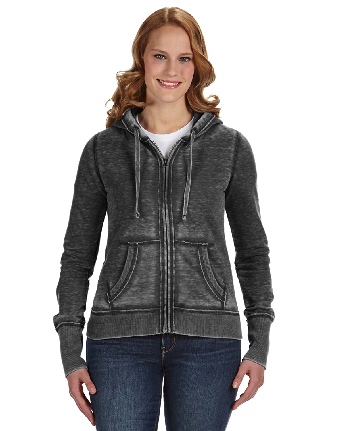 J America JA8913 Women's Zen Full-Zip Fleece Hooded Sweatshirt