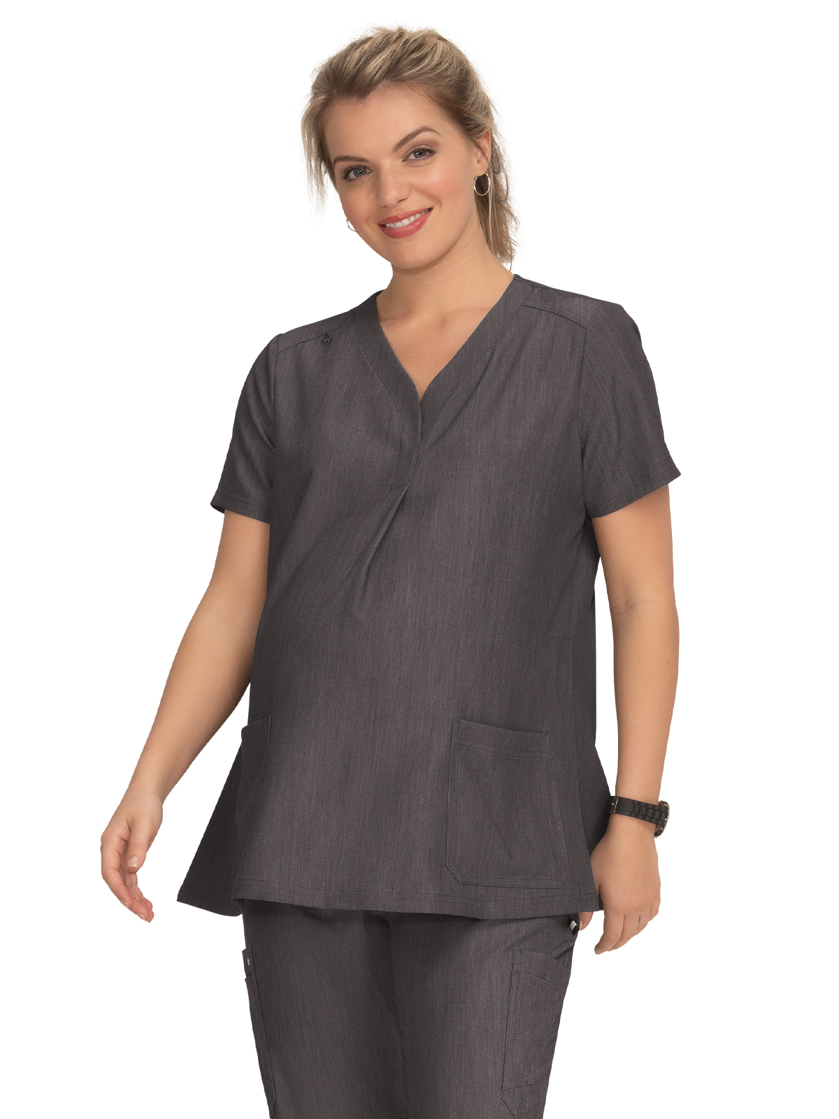 KOI 1073 Women's Two-Pocket Maternity Onboard Top