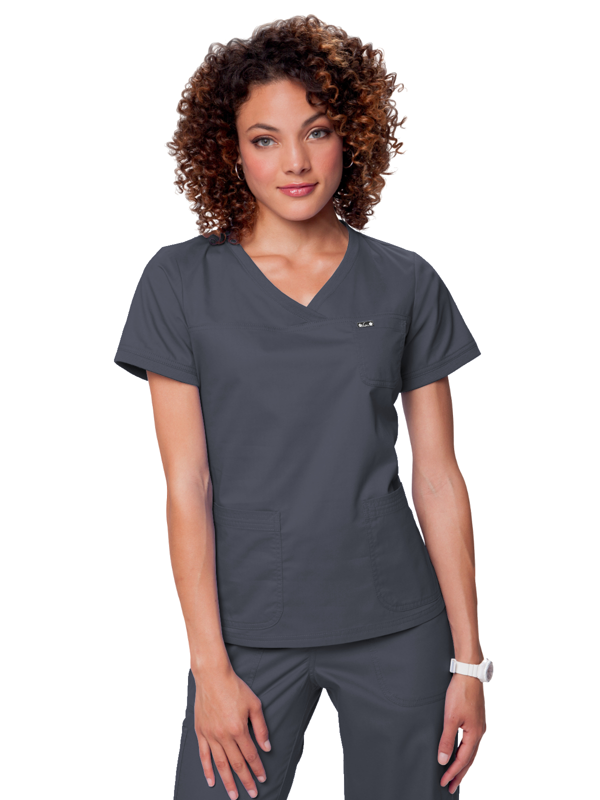 KOI 247 Women's Three-Pocket Soft Rib Trim V-Neck Nicole Top