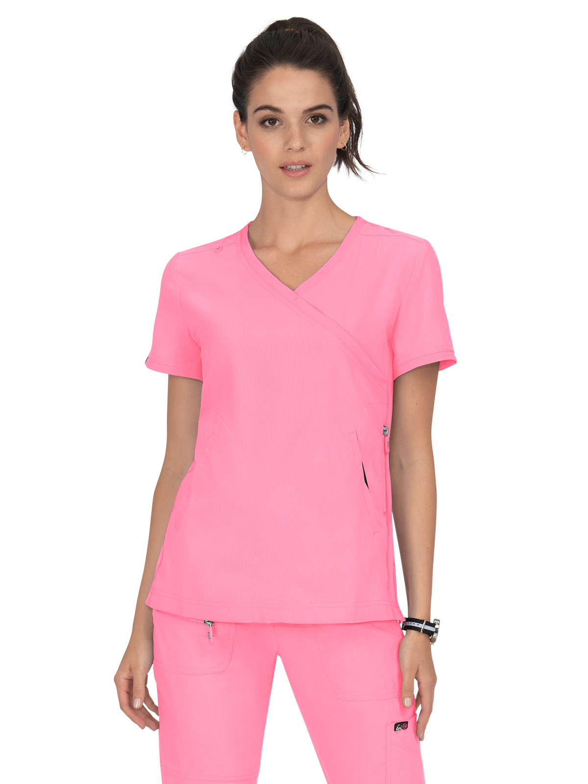 KOI 316 Women's Three-Pocket Mock-Wrap Philosophy Top