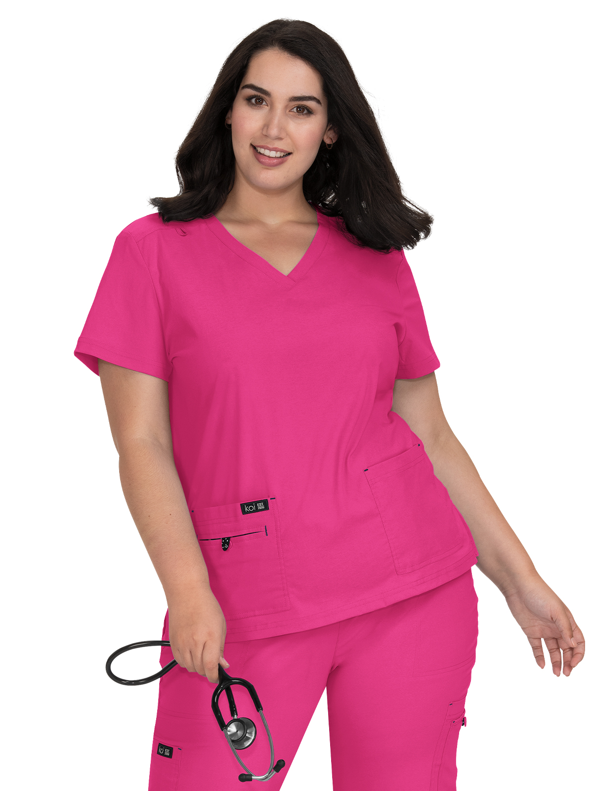 KOI 373 Women's Four-Pocket Stretch V-Neck Becca Top