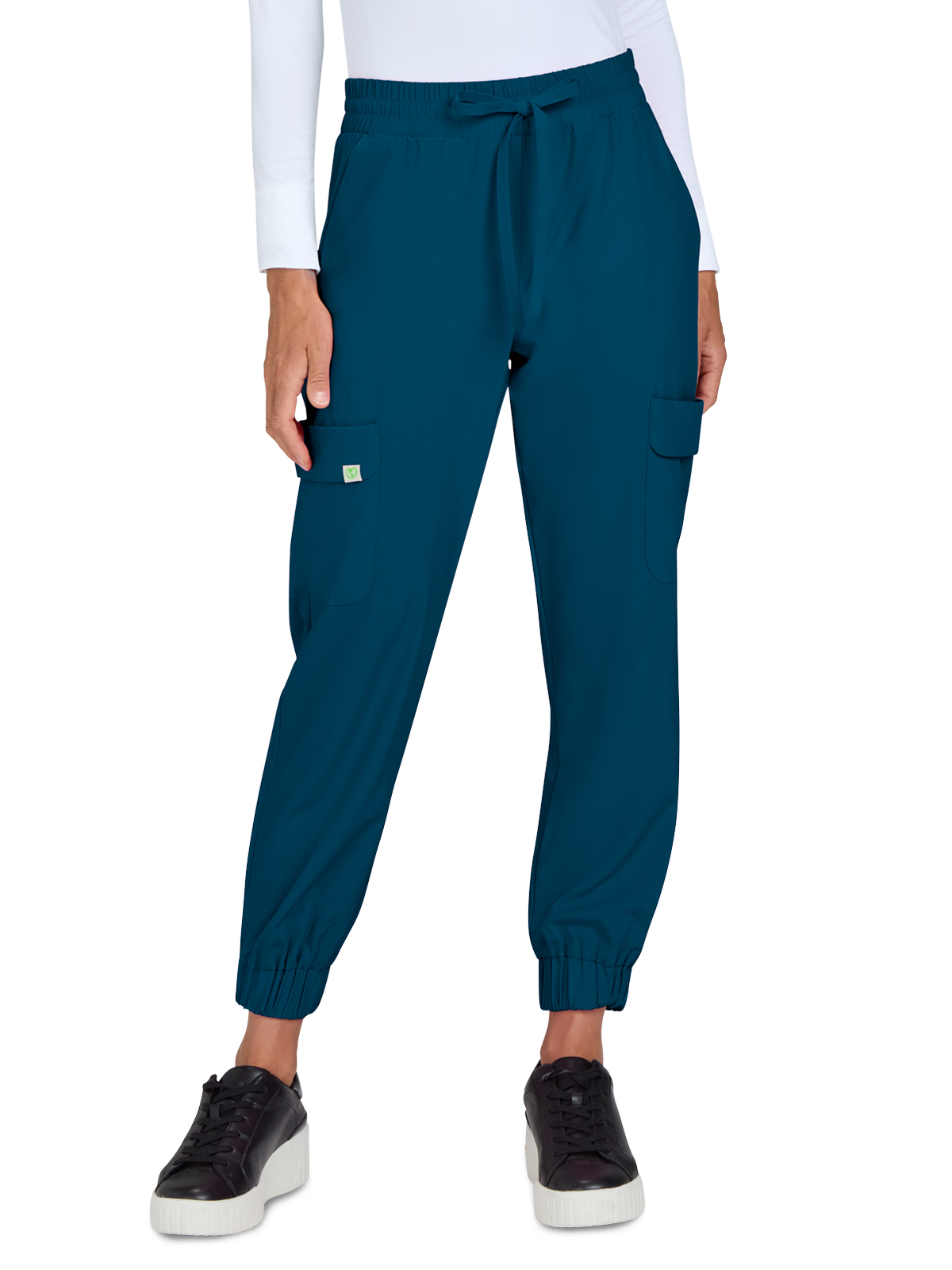 KOI 783 Women's Six-Pocket Jogger-Style Eco-Friendly Elastic Drawstring Terra Pant