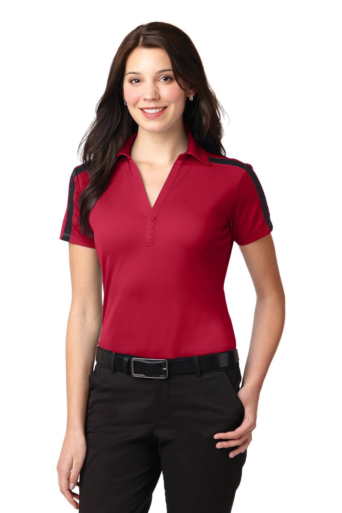 Port Authority L547 Ladies Silk Touch Performance Colorblock Stripe Polo