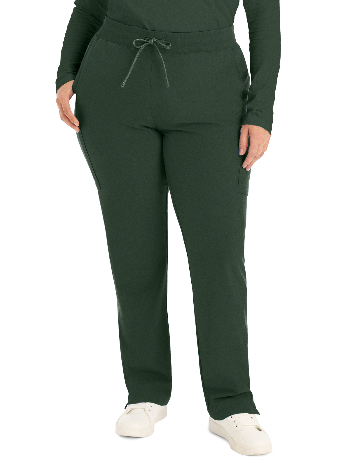 Landau LB400 Women's Seven-Pocket Mid-Rise Rib-Knit Elastic Waist Cargo Pant