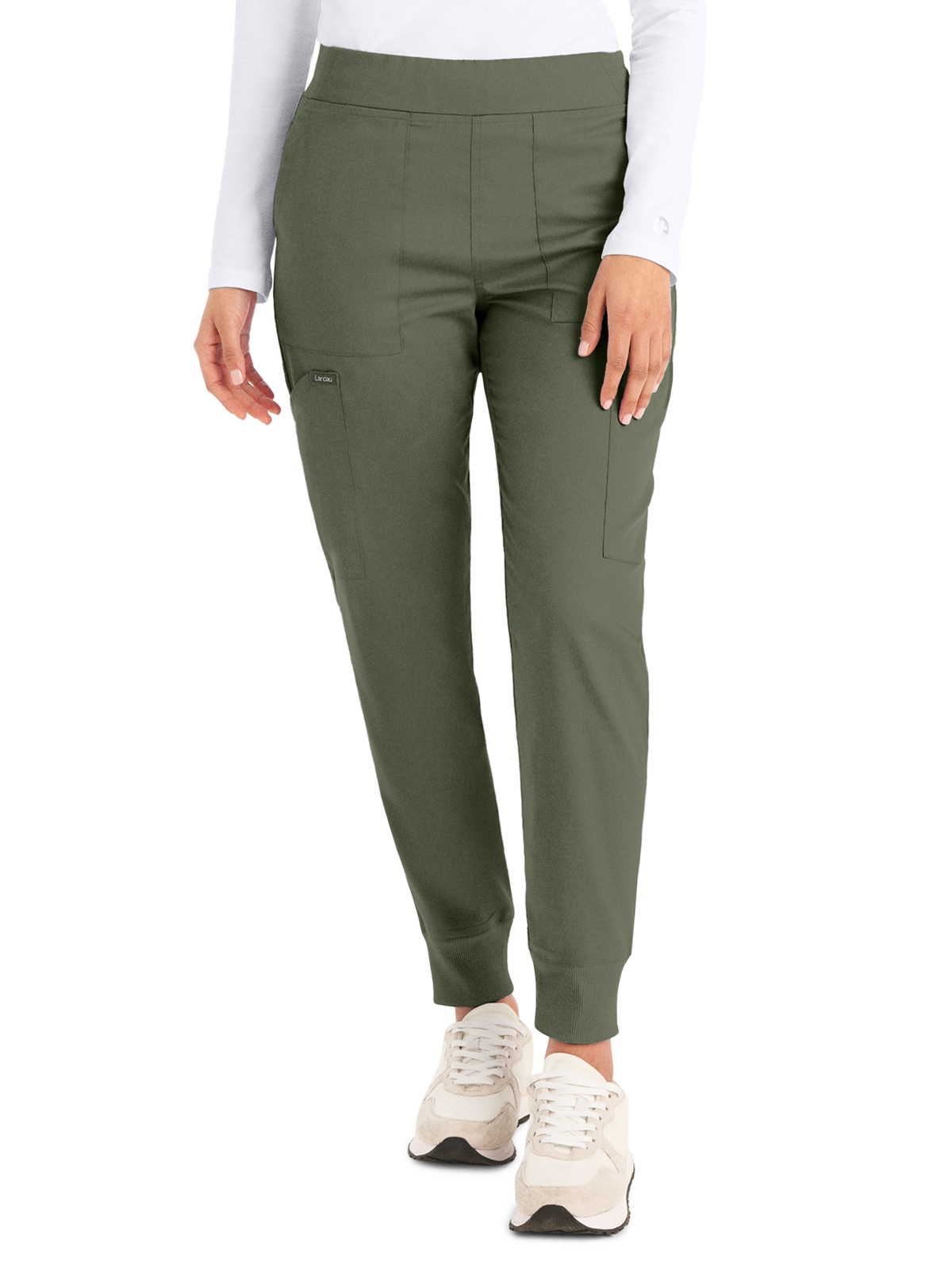 Landau LB406 Women's Six-Pocket Mid-Rise Elastic-Back Waist Jogger Pant