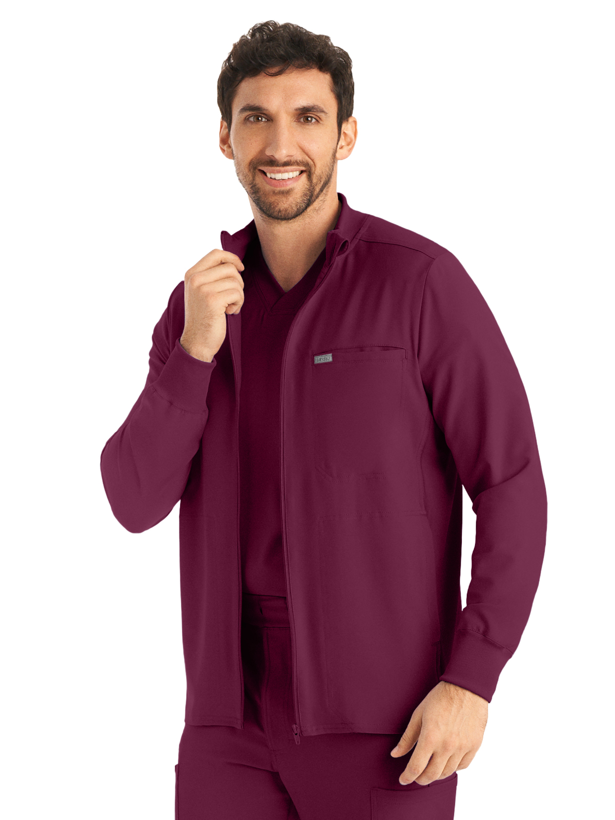 Landau LJ703 Men's Three-Pocket Mock-Neck Zip-Front Jacket