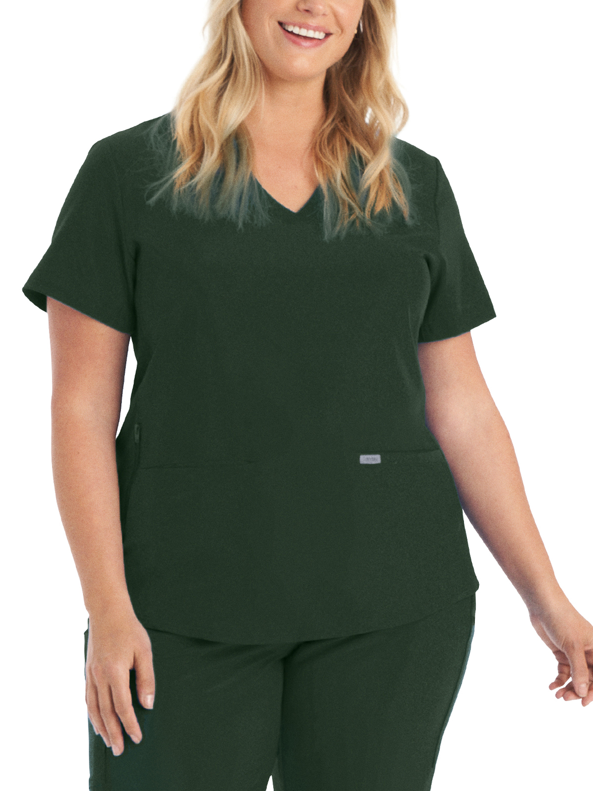 Landau LT100 Women's Three-Pocket Rib-Knit Neckline V-Neck Top