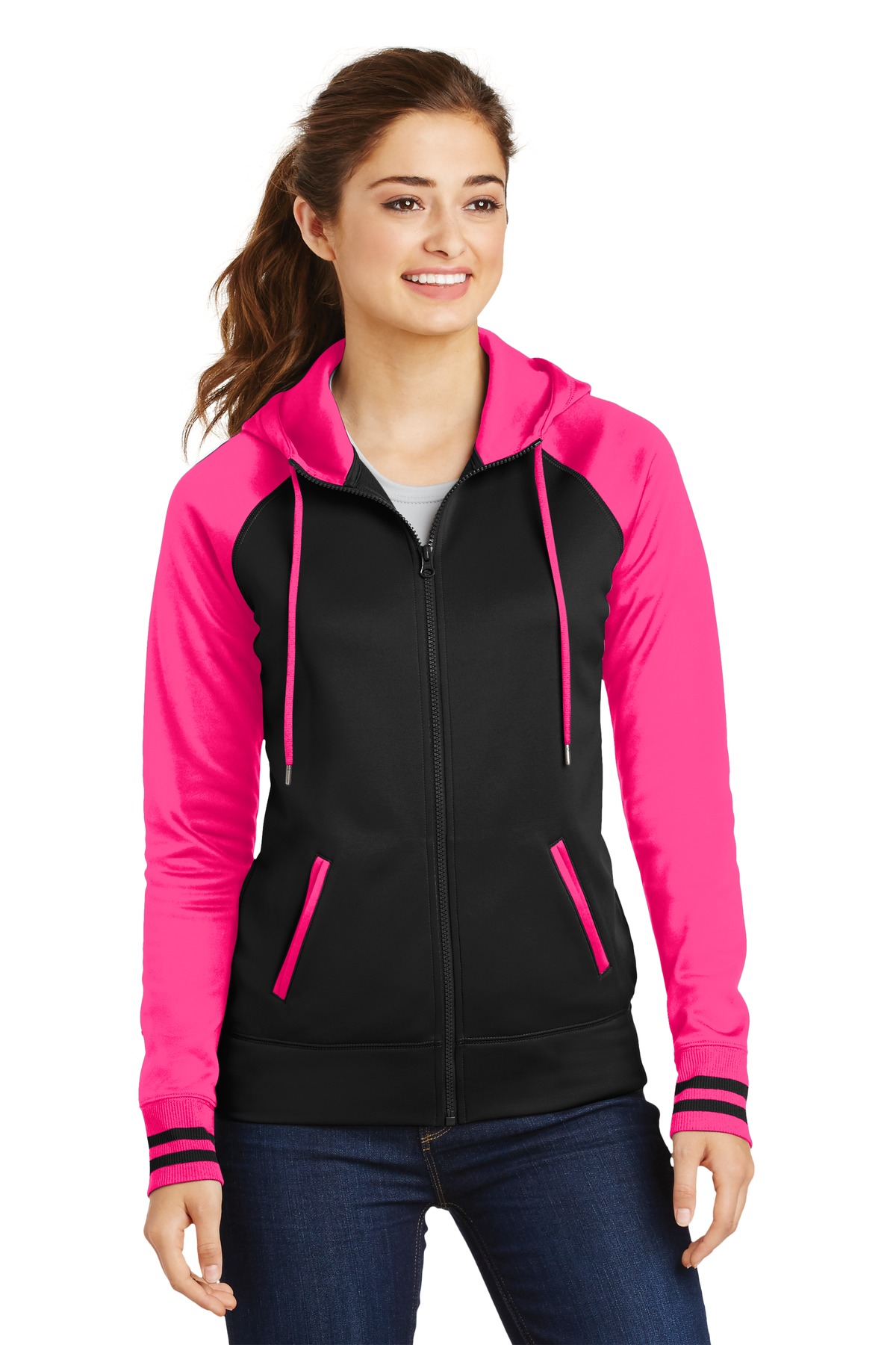 Sport-Tek LST236 Ladies Sport-Wick Varsity Fleece Full-Zip Hooded Jacket