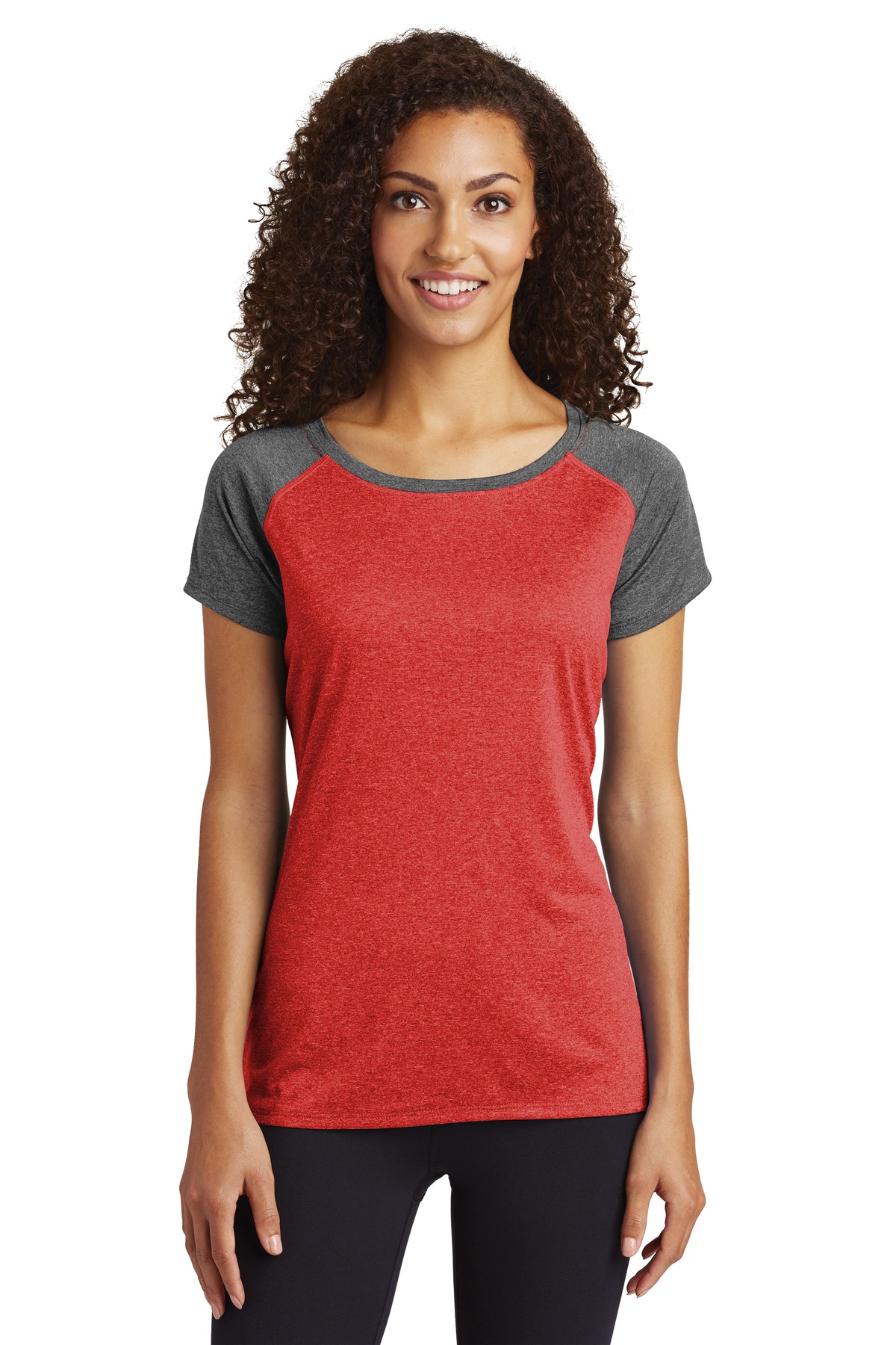Sport-Tek LST362 Ladies Heather-On-Heather Contender Scoop Neck Tee