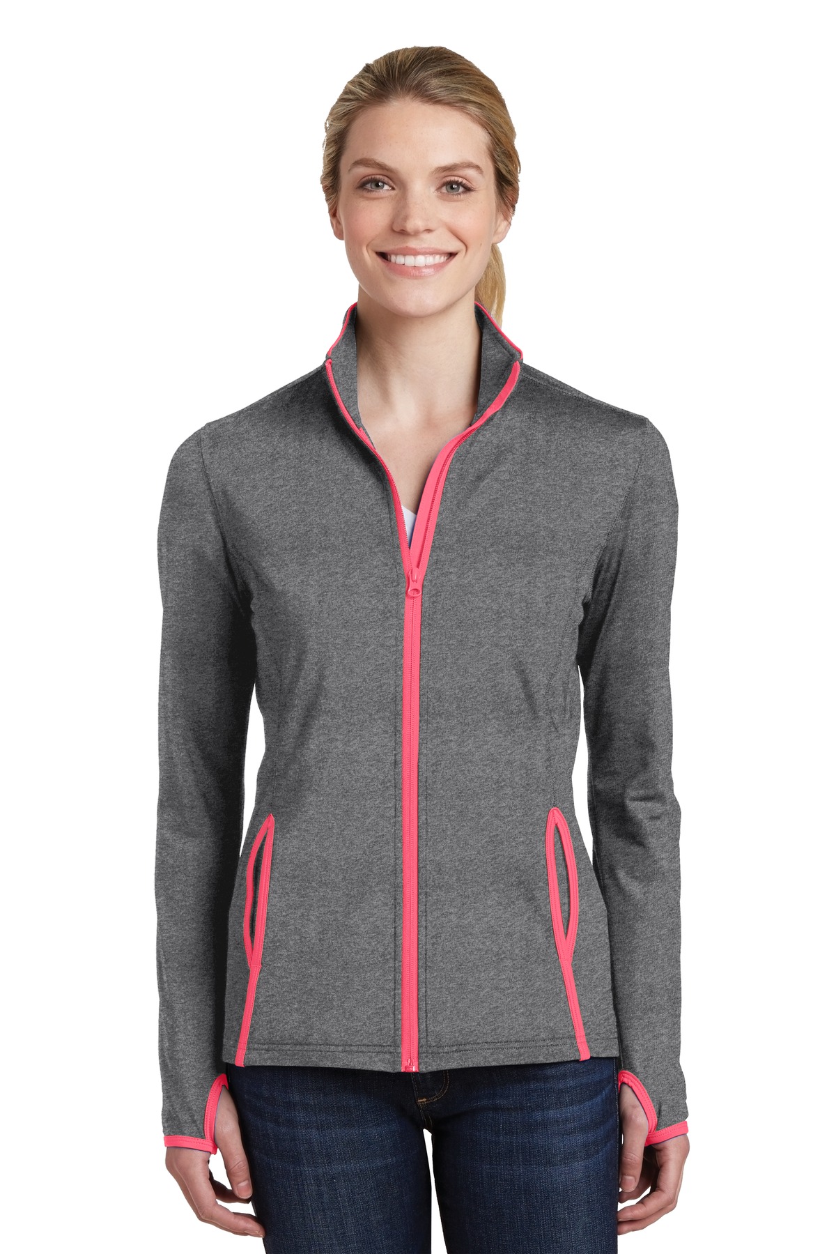 Sport-Tek LST853 Ladies Sport-Wick Stretch Contrast Full-Zip Jacket