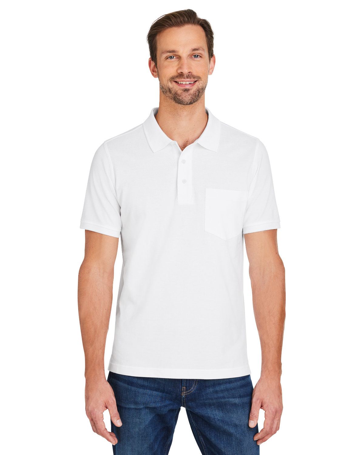 Harriton M205P Men's Valiant Cotton Snag Protect Pocket Polo