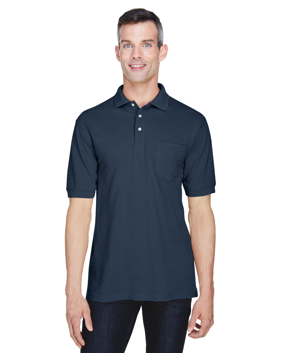 Harriton M265P Men's 5.6 oz. Easy Blend Polo withPocket