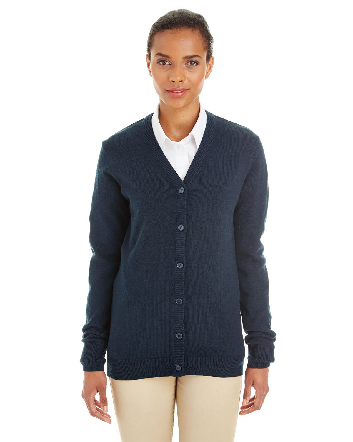 Harriton M425W Women's Pilbloc V-Neck Button Cardigan Sweater