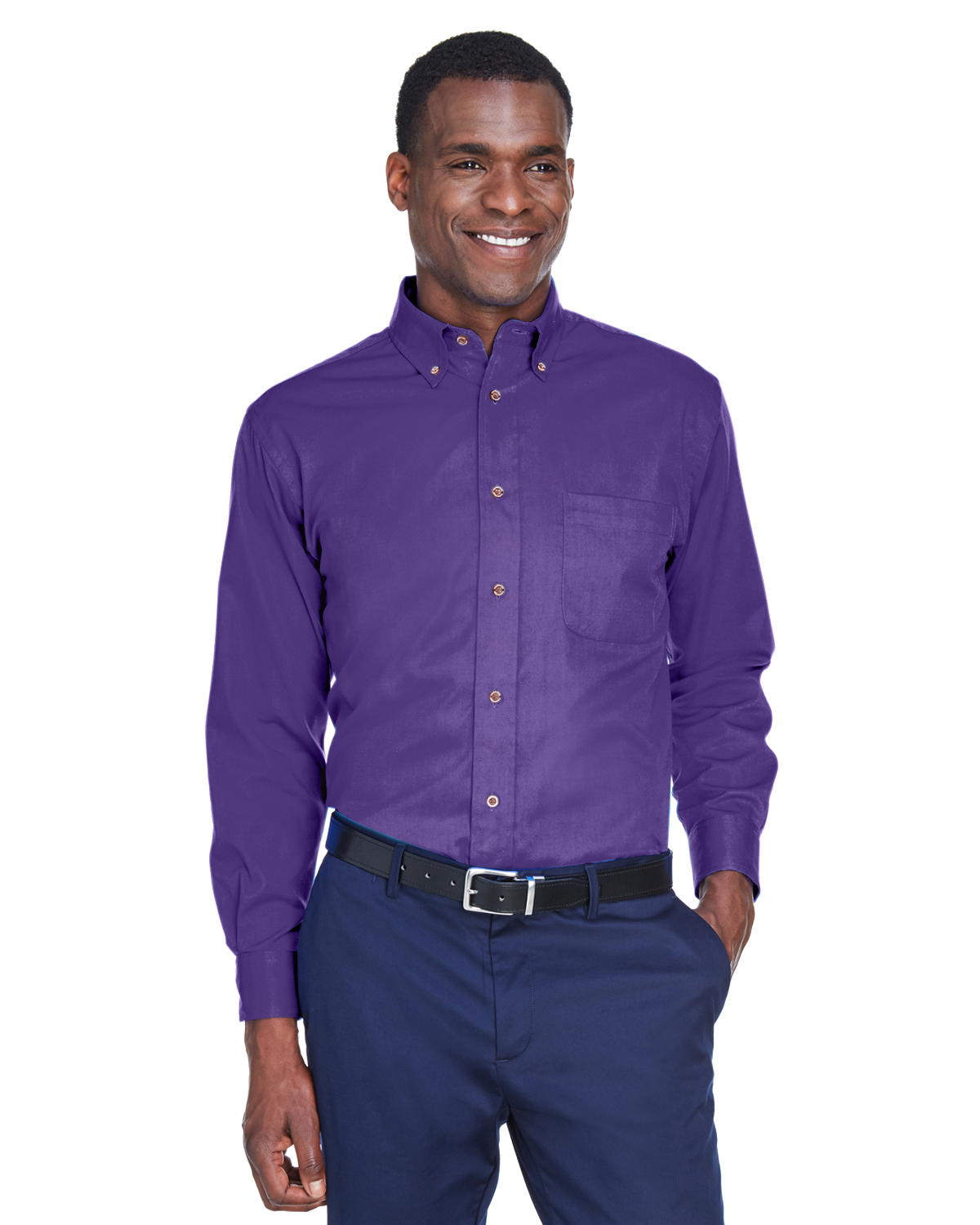 Harriton M500 Men's Easy Blend Long-Sleeve TwillShirt withStain-Release