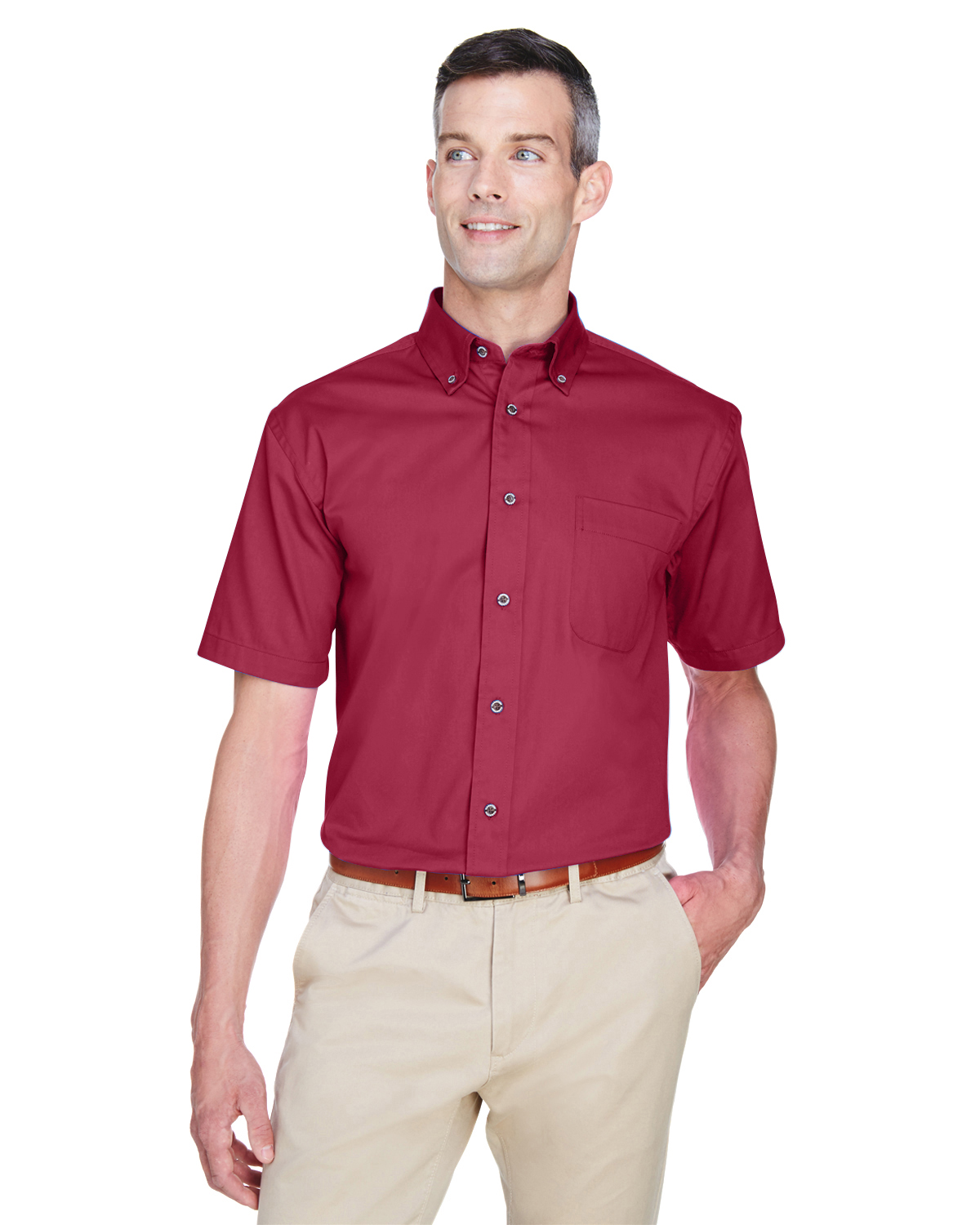 Harriton M500S Men's Easy Blend Short-Sleeve Twill Shirt withStain-Release