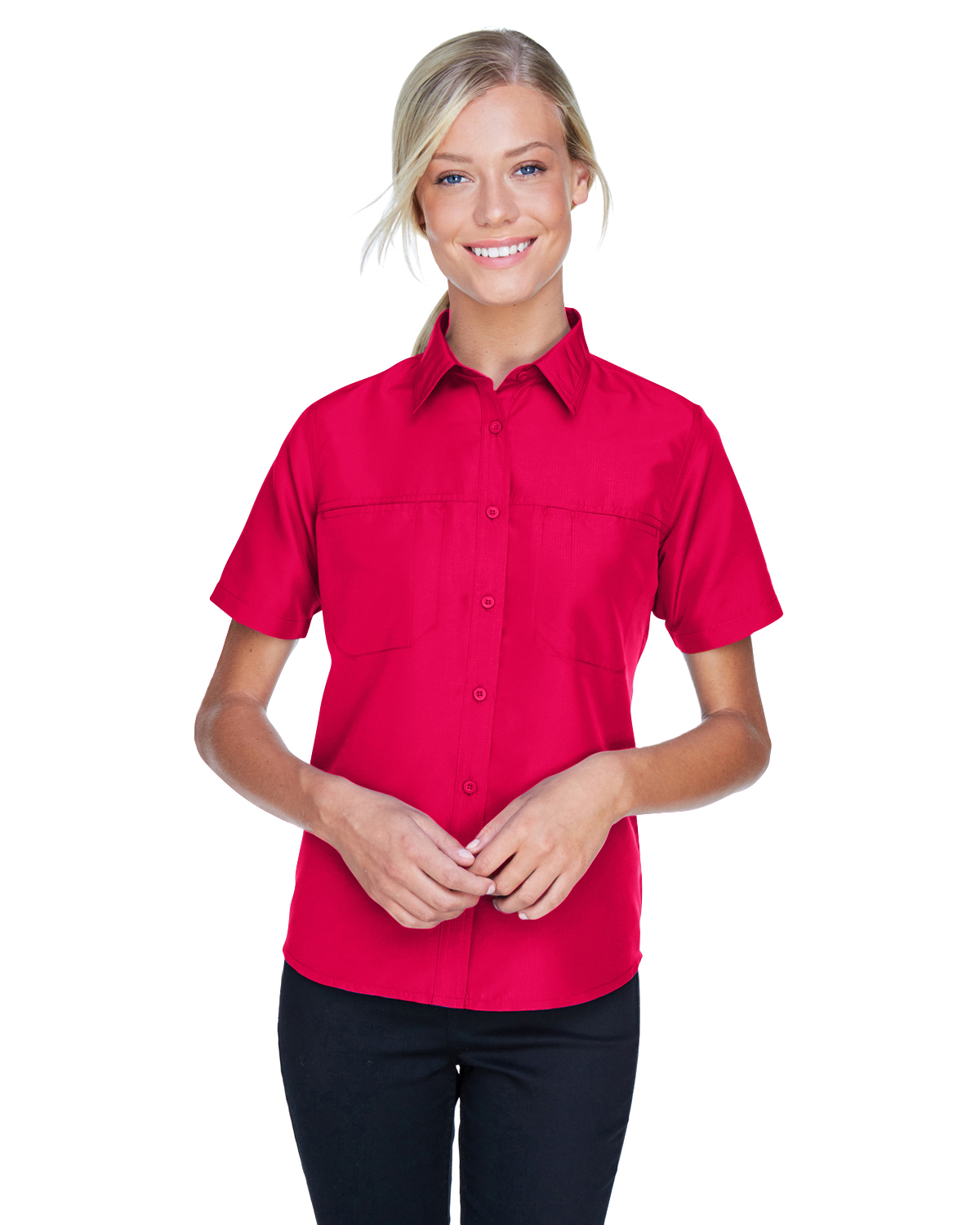 Harriton M580W Women's Key West Short-Sleeve Performance Staff Shirt