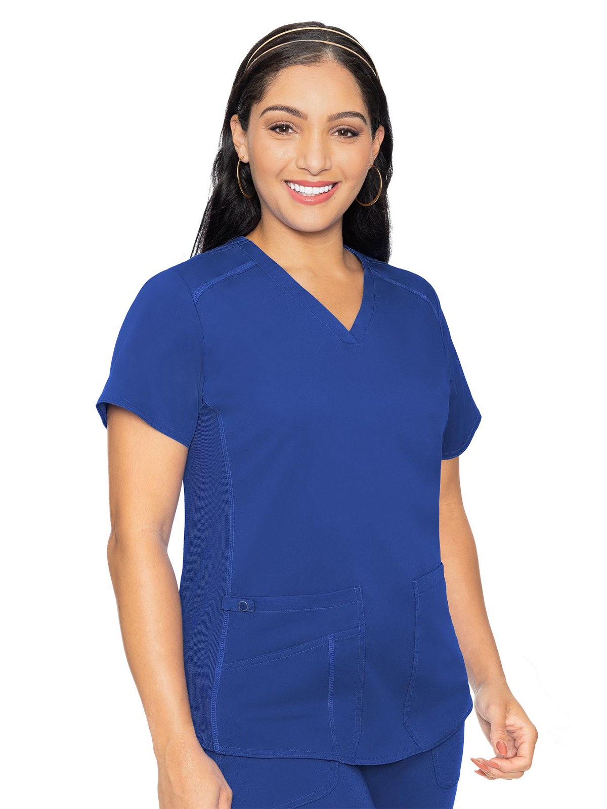 Med Couture 7459 Women's 4-Pocket V-Neck Shirttail Top