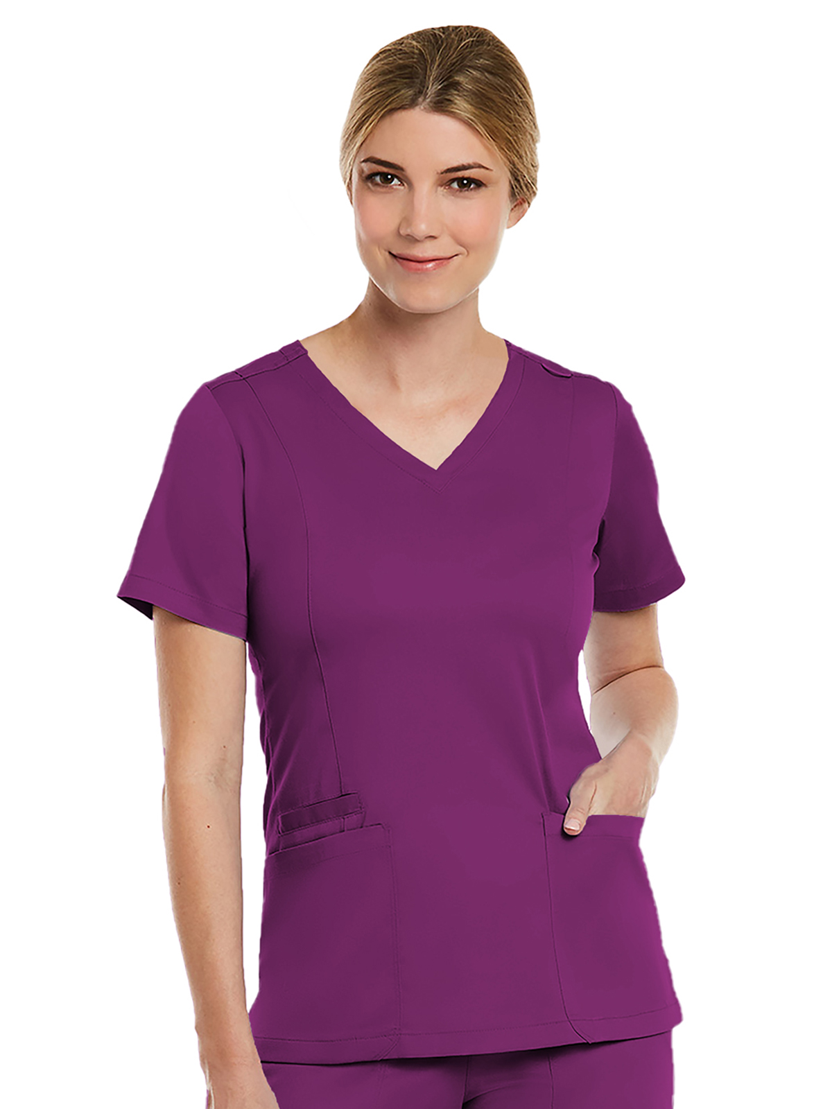 Maevn 3501 Women's Three-Pocket V-Neck Top