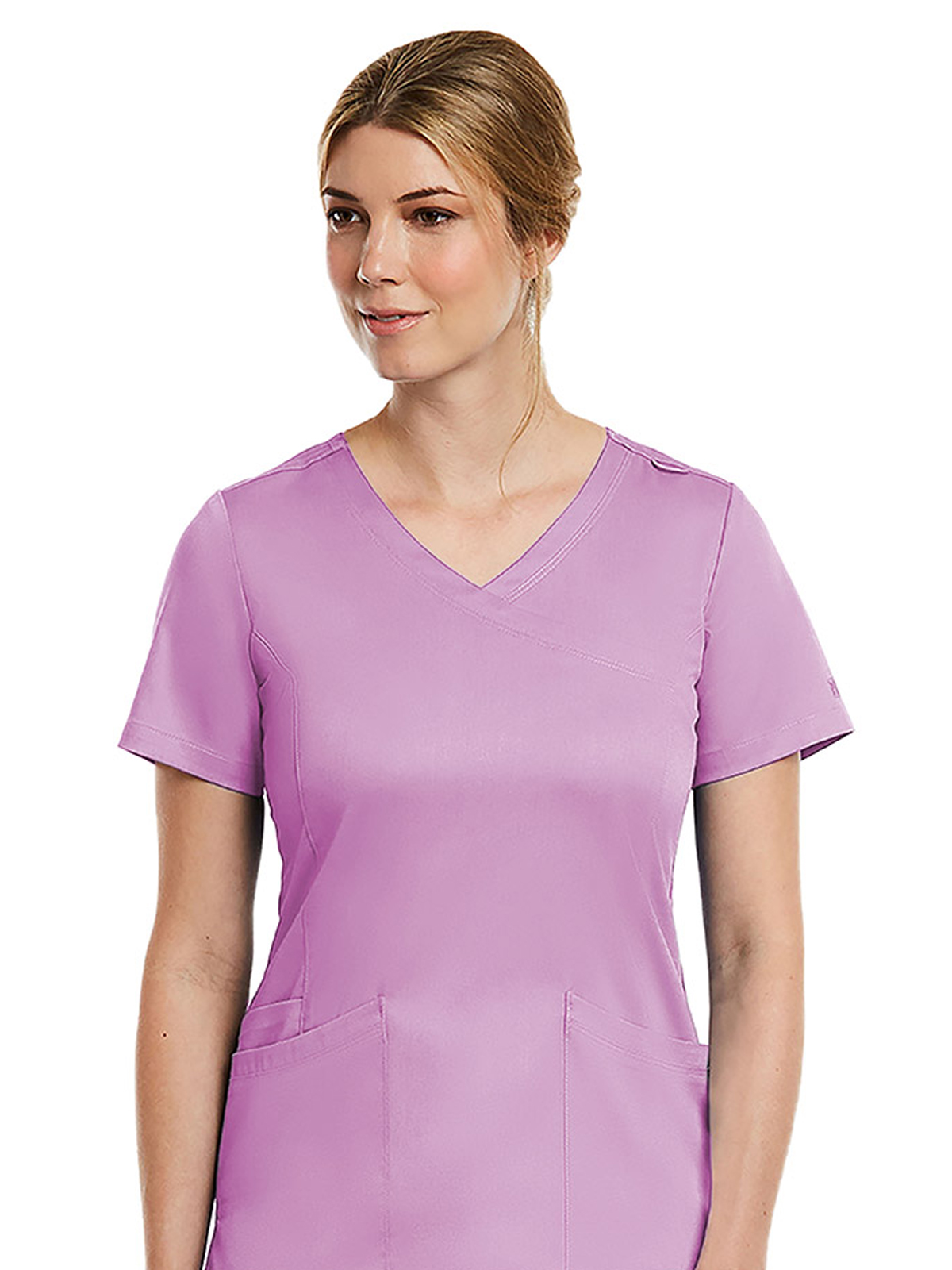 Maevn 3701 Women's Three-Pocket Curved Mock Wrap Top