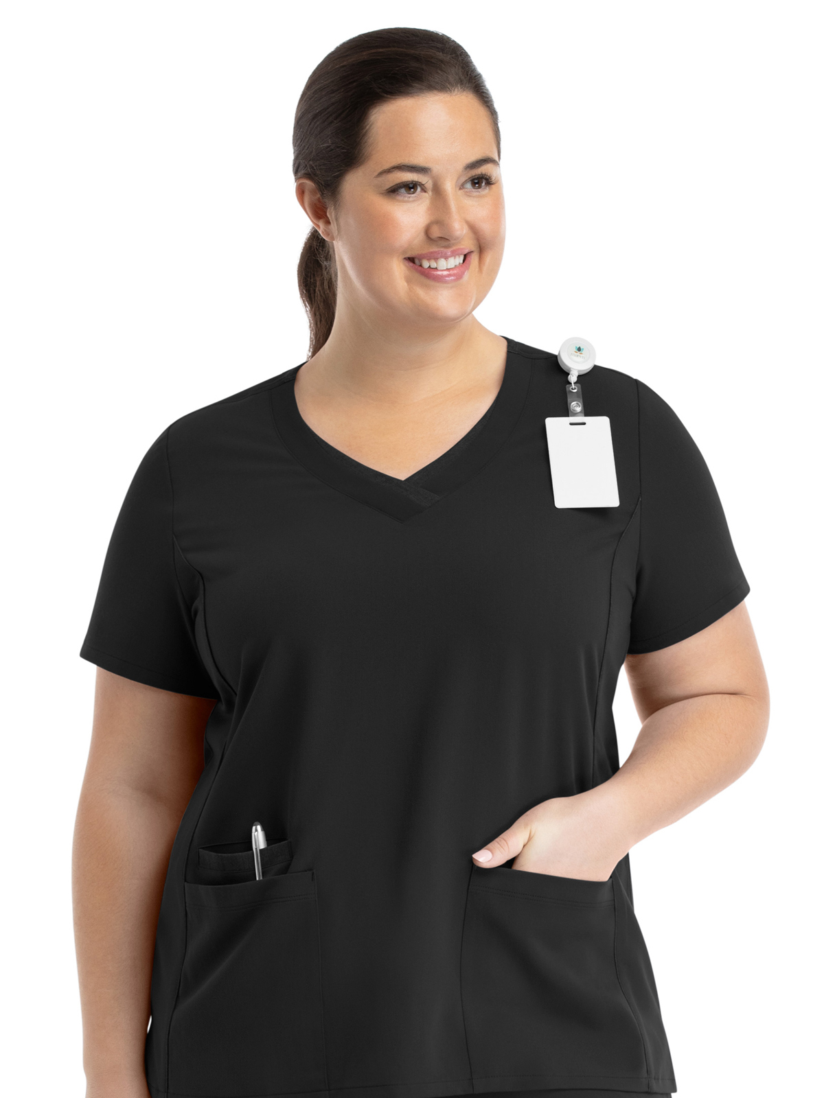 Maevn 3901 Women's Layered Three-Pocket V-Neck Top