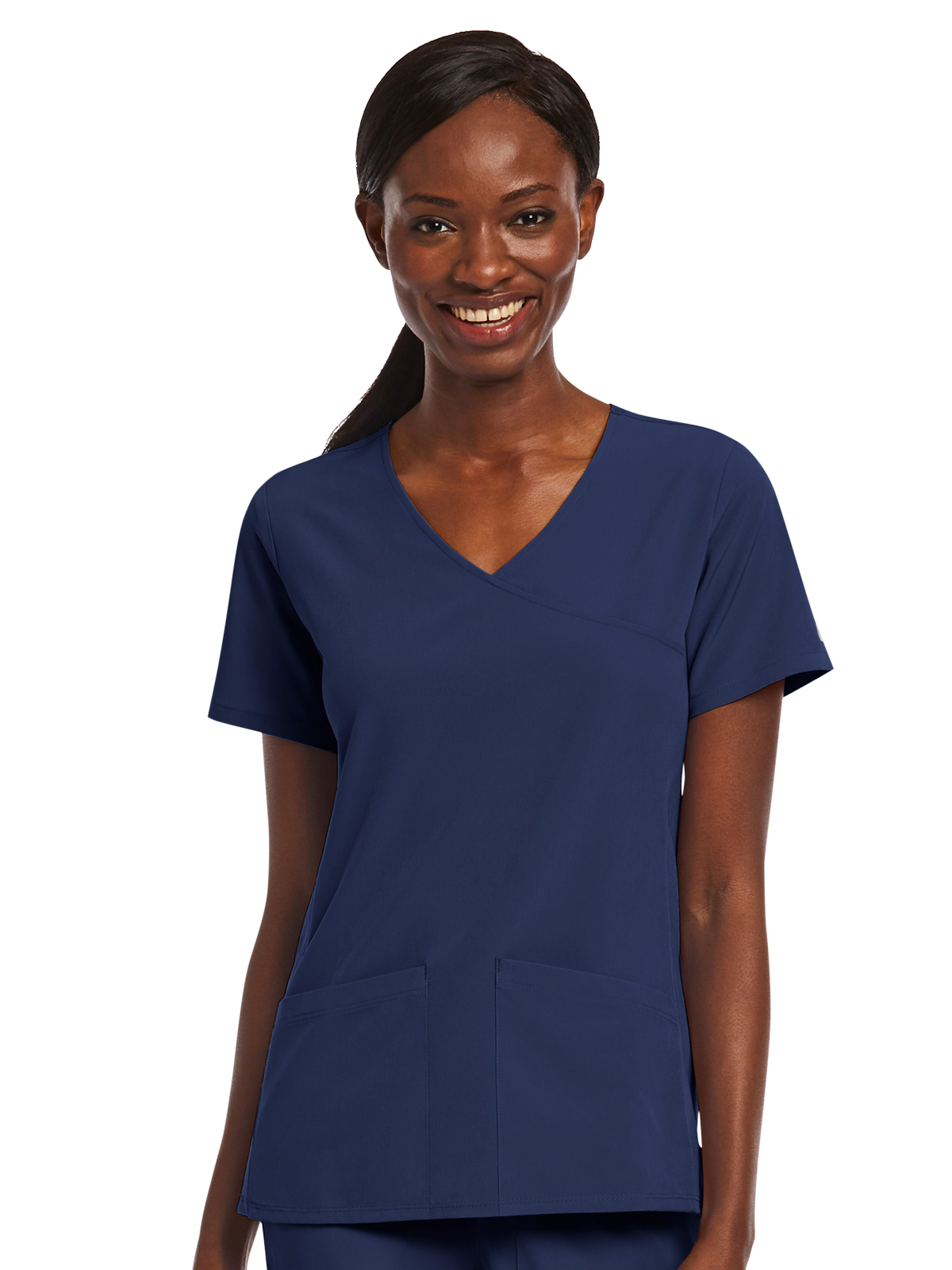Maevn 4521 Women's Three-Pocket Mock Wrap Top