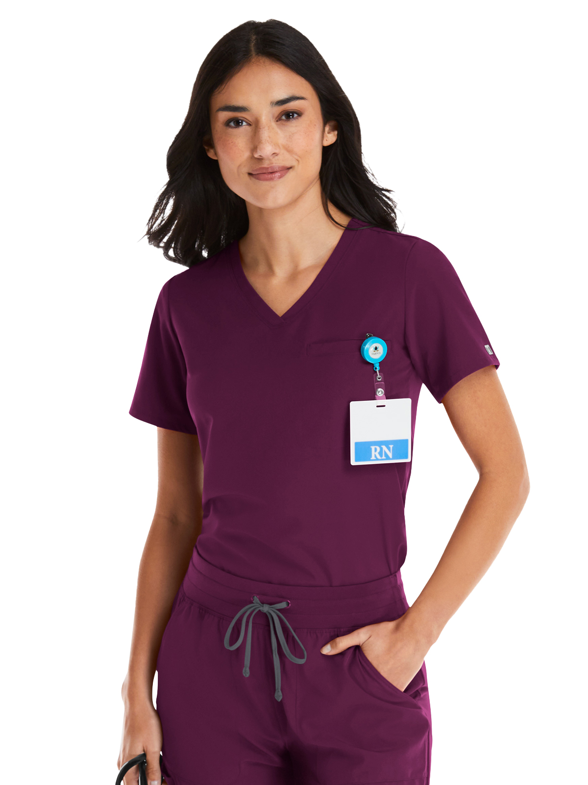 Maevn 4530 Women's One-Pocket V-Neck Tuck-In Top